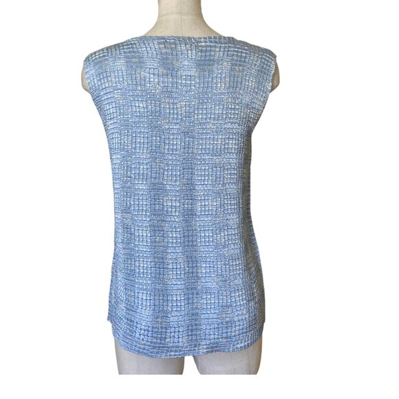 Laura Scott Light Blue Crinkle Style Blouse Tank Top– Petite SP - Picture 4 of 8